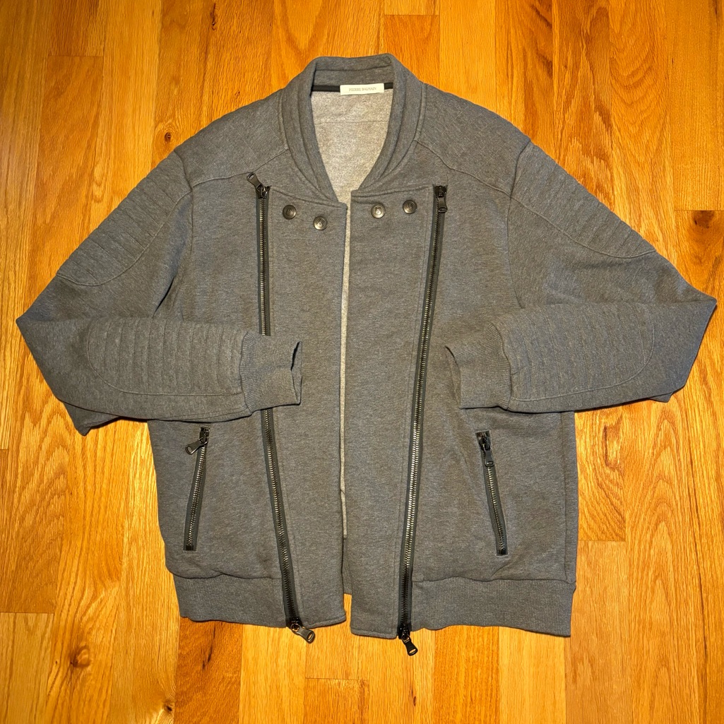 Men's Gray Bomber Jacket With Zipper Detail